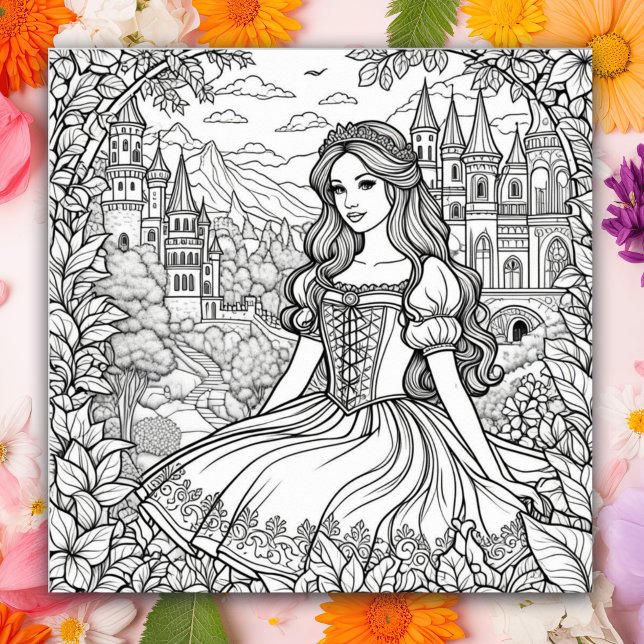Colour Me Page | Pretty Princess and Castle Poster (Creator Uploaded)
