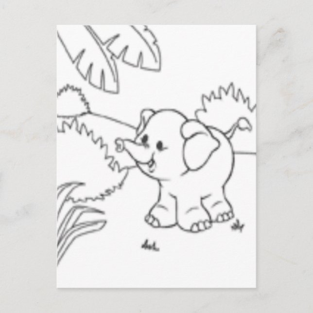 Colour Me Post Card - Elephant (Front)