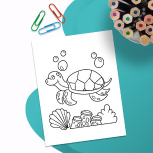 Colour Me Sea Turtle Kids Activity Cards