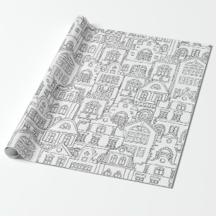 Colour Me Village Neighbourhood City Homes Welcome Wrapping Paper