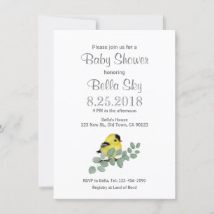 Colour Me Yellow Goldfinch Baby Shower Cards