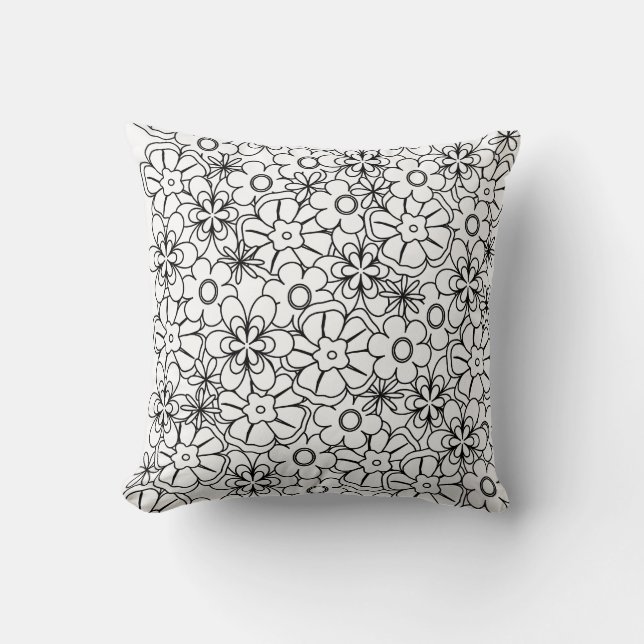 Colour-Me Your Theme Funky Hippy Retro Flowers Cushion (Front)