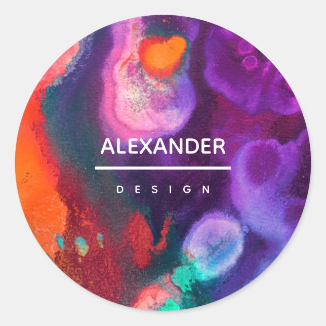 Colour Meditation | Orange & Purple Classic Round Sticker (Front)