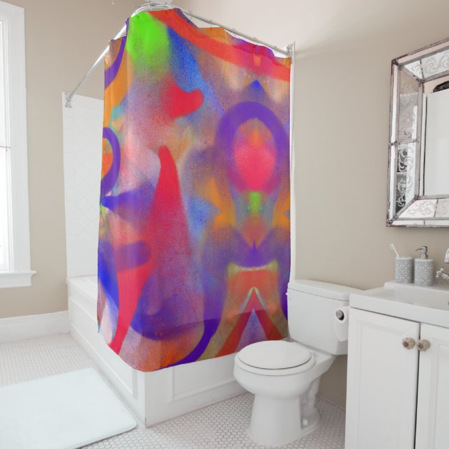 Colour Memory Raspberry Red Shower Curtain (In Situ)