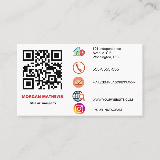 Colour Minimalist Professional Company Logo QR Cod Business Card (Front)