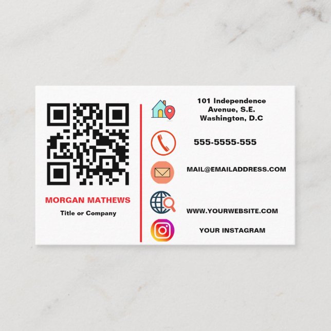 Colour Minimalist Professional Company Logo QR Cod Business Card (Front)