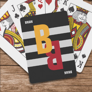 Colour monogram ( initial & name) on striped playing cards