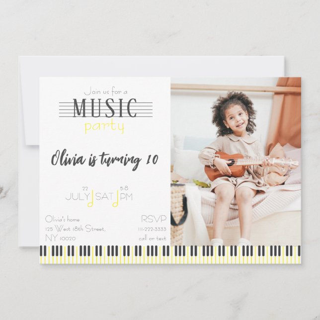 Colour Music Party Birthday Invitation (Front)