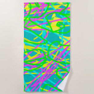 Colour My Dreams Scribble Pattern Expressive Artsy Beach Towel