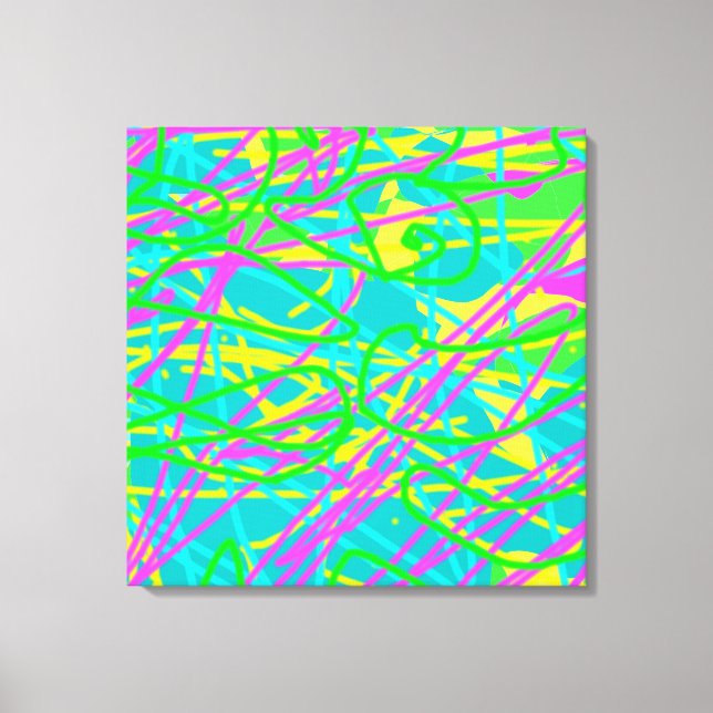 Colour My Dreams Scribble Pattern Expressive Artsy Canvas Print (Front)