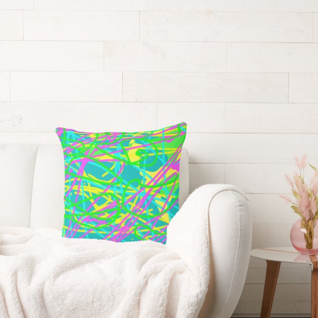 Colour My Dreams Scribble Pattern Expressive Artsy Cushion (Couch)
