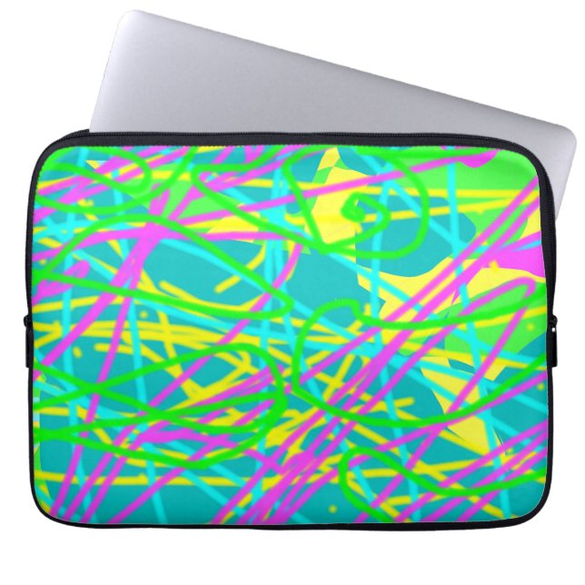 Colour My Dreams Scribble Pattern Expressive Artsy Laptop Sleeve (Front)