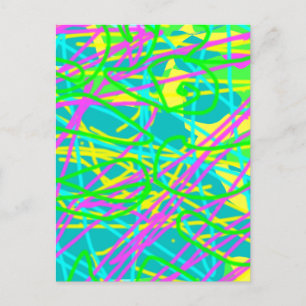 Colour My Dreams Scribble Pattern Expressive Artsy Postcard