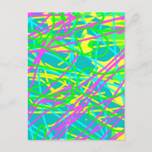 Colour My Dreams Scribble Pattern Expressive Artsy Postcard (Front)