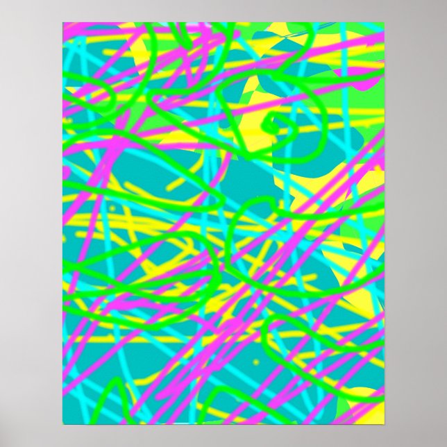 Colour My Dreams Scribble Pattern Expressive Artsy Poster (Front)