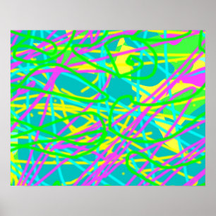 Colour My Dreams Scribble Pattern Expressive Artsy Poster