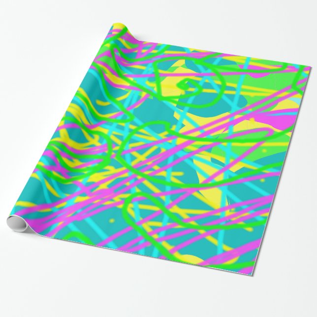 Colour My Dreams Scribble Pattern Expressive Artsy Wrapping Paper (Unrolled)
