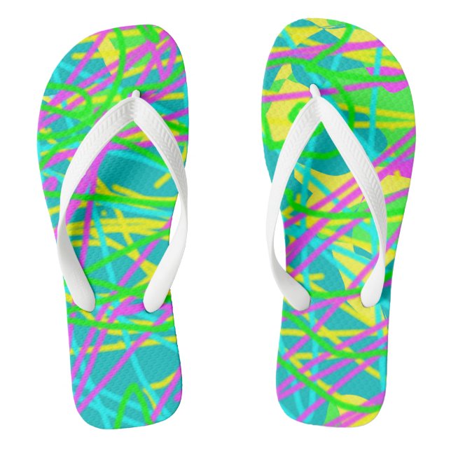 Colour My Dreams Scribble Pattern Expressive  Thongs (Footbed)