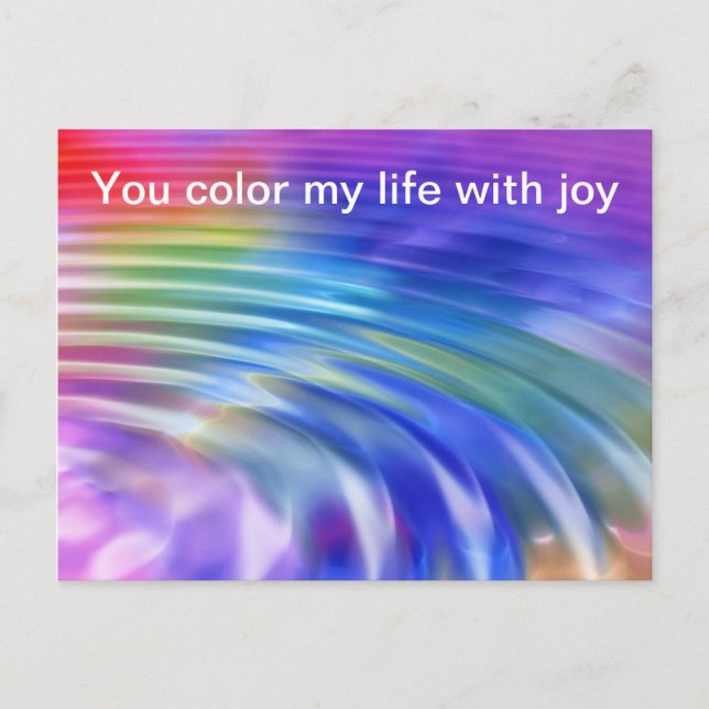 Colour my life world with joy postcard (Front)