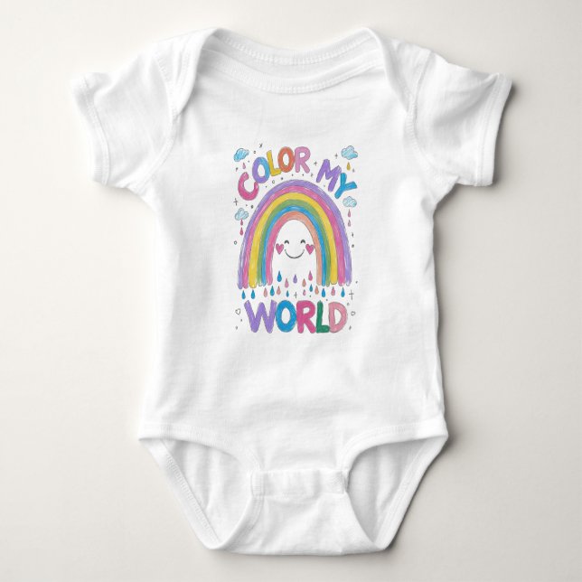 Colour My World Rainbow Baby Outfit Bodysuit (Front)