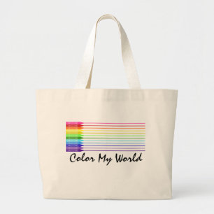 Colour My World Rainbow Crayons Large Tote Bag