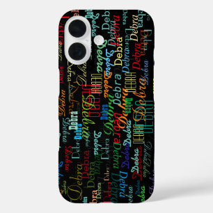Colour Name All Over . Personalised Black iPhone 16 Case