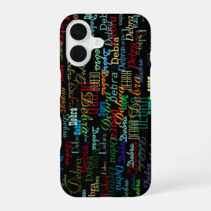 Colour Name All Over . Personalised Black iPhone 16 Case