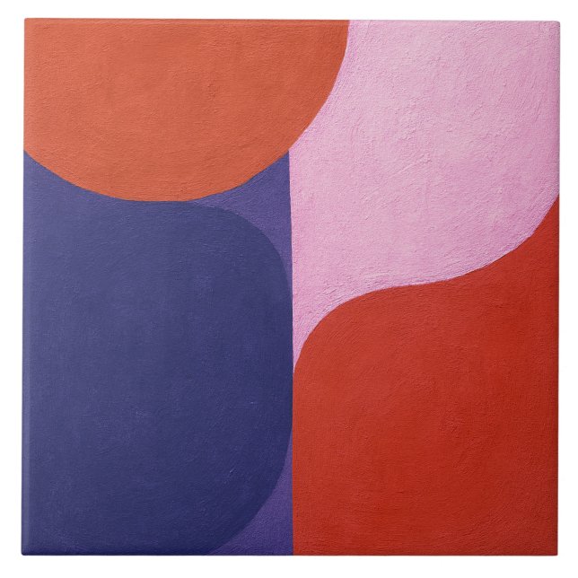 "Colour Negotiation" Colourful Abstract Art Ceramic Tile (Front)