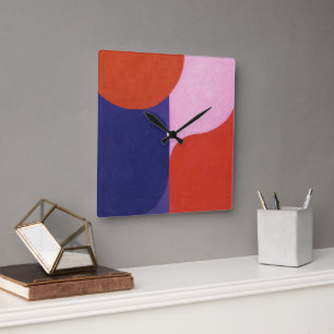 "Colour Negotiation" Colourful Abstract Art Square Wall Clock