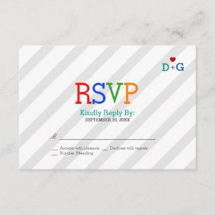 Colour of Love Whimsical Wedding RSVP Card