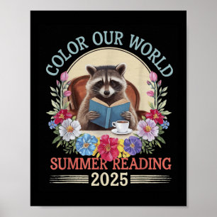 Colour Our World Racoon Summer Reading 2025 Poster