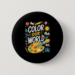 Colour Our World Summer Reading 2025 Art Painting  6 Cm Round Badge