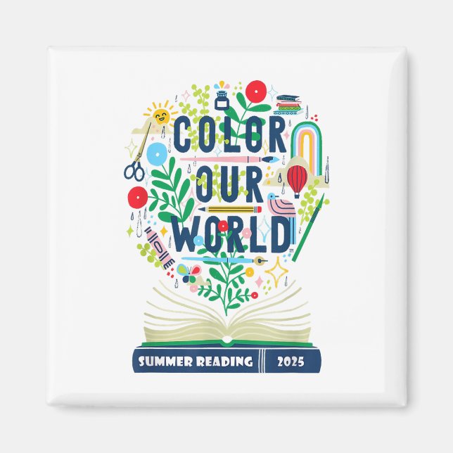 Colour Our World Summer Reading 2025 Boho Wildflow Magnet (Front)