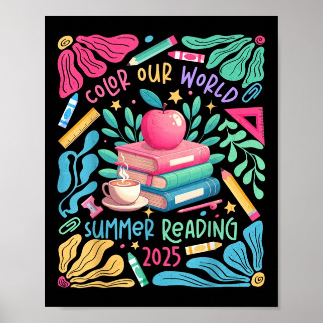 Colour Our World Summer Reading 2025 Boho Wildflow Poster (Front)