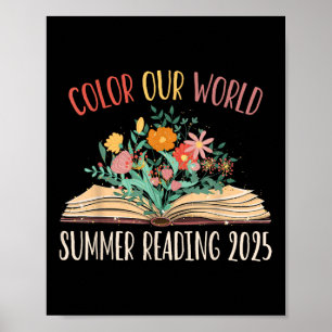 Colour Our World Summer Reading 2025 Cute Book Wil Poster