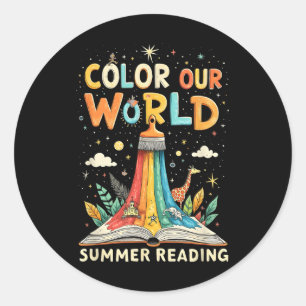 Colour Our World Summer Reading Book Art For Kids Classic Round Sticker