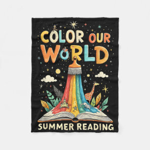 Colour Our World Summer Reading Book Art For Kids Fleece Blanket