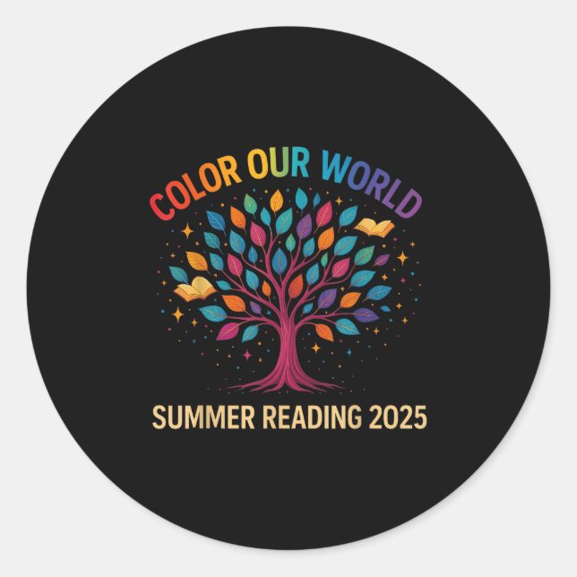 Colour Our World Summer Reading Program 2025 Books Classic Round Sticker (Front)