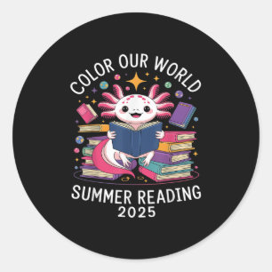 Colour Our World Summer Reading Program 2025 Cute  Classic Round Sticker