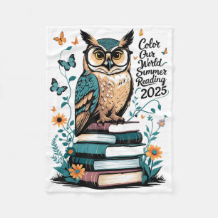 Colour Our World Summer Reading Program 2025 Owl _ Fleece Blanket
