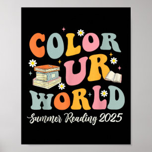Colour Our World Summer Reading Program 2025 Retro Poster
