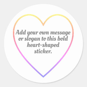 Colour Outlined Hearts with Your Message Classic Round Sticker