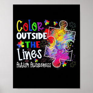 Colour Outside The Lines Autism Awareness Christma Poster