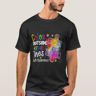 Colour Outside The Lines Autism Awareness Christma T-Shirt