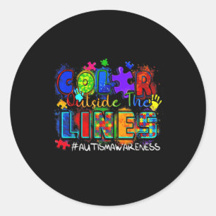 Colour Outside The Lines Autism Awareness Classic Round Sticker