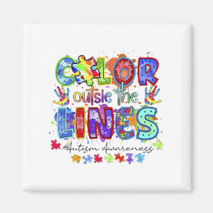 Colour Outside The Lines Autism Awareness Magnet