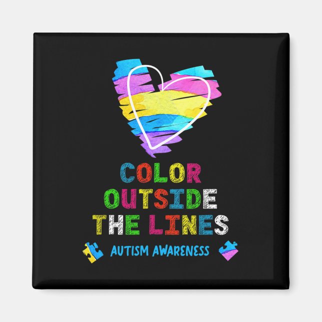 Colour Outside The Lines Autism Awareness  Magnet (Front)