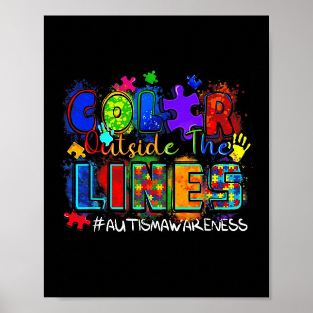 Colour Outside The Lines Autism Awareness  Poster (Front)