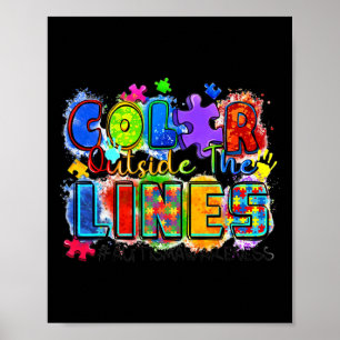 Colour Outside The Lines World Autism Awareness Da Poster
