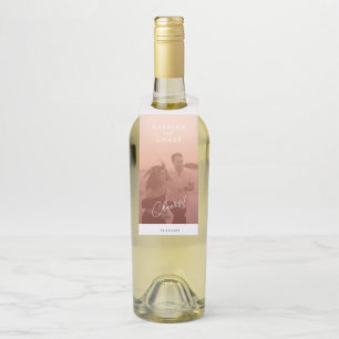 Colour Overlay Blush Wedding Photo Wine Label Bottle Tag